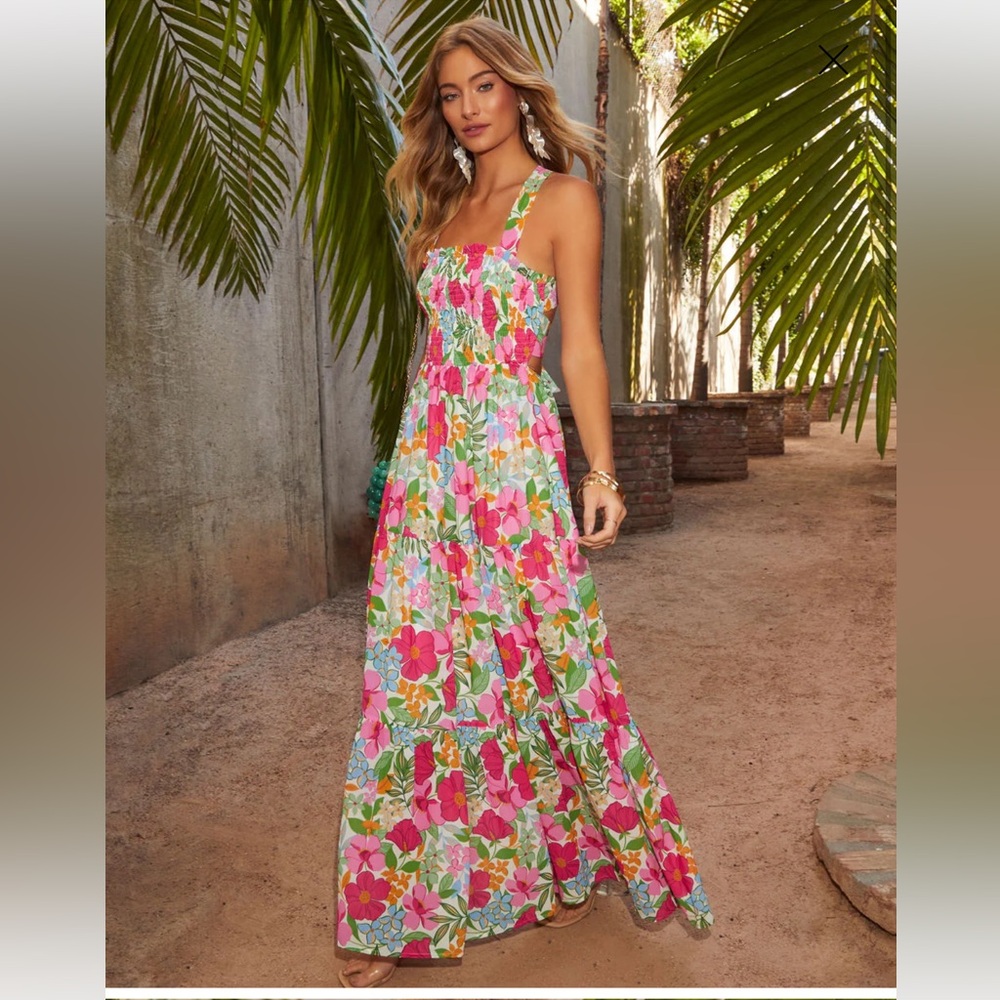 Emelia Floral Print Maxi Dress from Vici